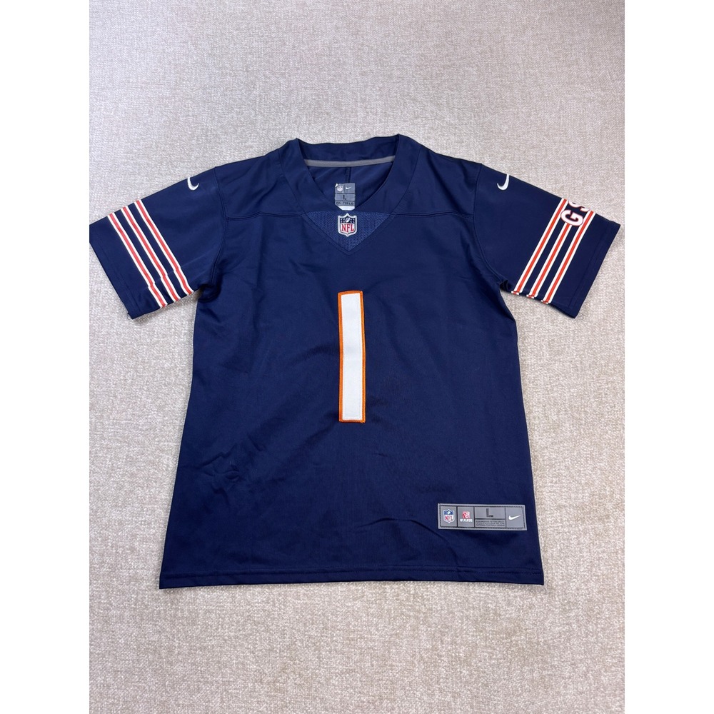 Nike Chicago Bears Justin Fields 1 NFL Jersey Youth Large Navy Blue